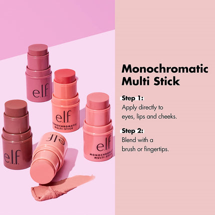 Monochromatic Multi Stick, Travel-Sized Luxuriously Creamy & Blendable Color, for Eyes, Lips & Cheeks, Vegan & Cruelty-Free, Dazzling Peony, 0.17 Oz