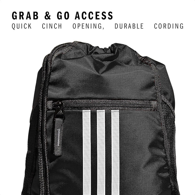 Adidas Alliance Sackpack – Drawstring Backpack for Sports, Small Gym Bag, Black/2, OSFA