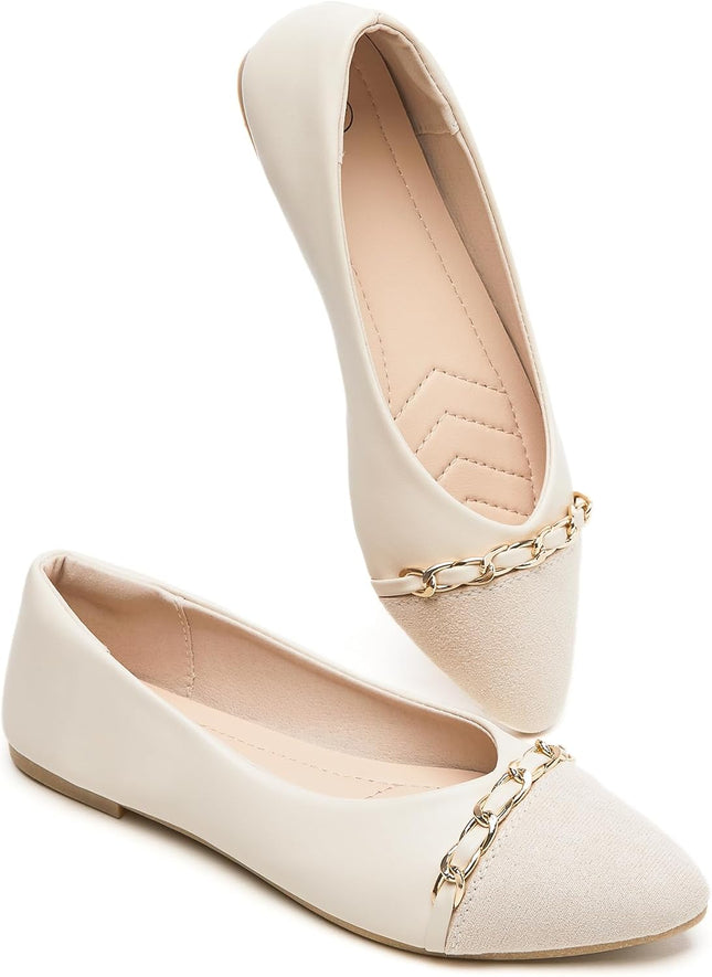 Women'S Black Flats Shoes,White Dress Shoes for Women,Crimping Faux Suede Ballet Flats Comfortable