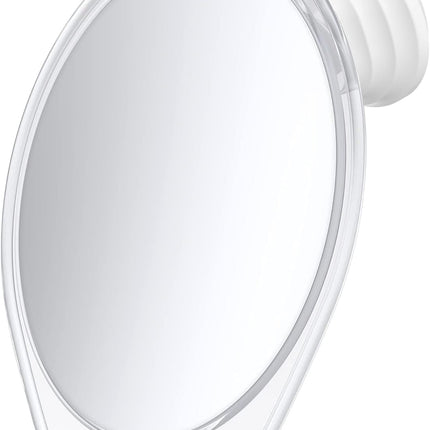 Fogless Shower Mirror with Suction Mount & Swivel – Anti-Fog Acrylic Bathroom Mirror for Shaving – Built-In Razor Holder, Easy Install, Home Shower Accessory (White)
