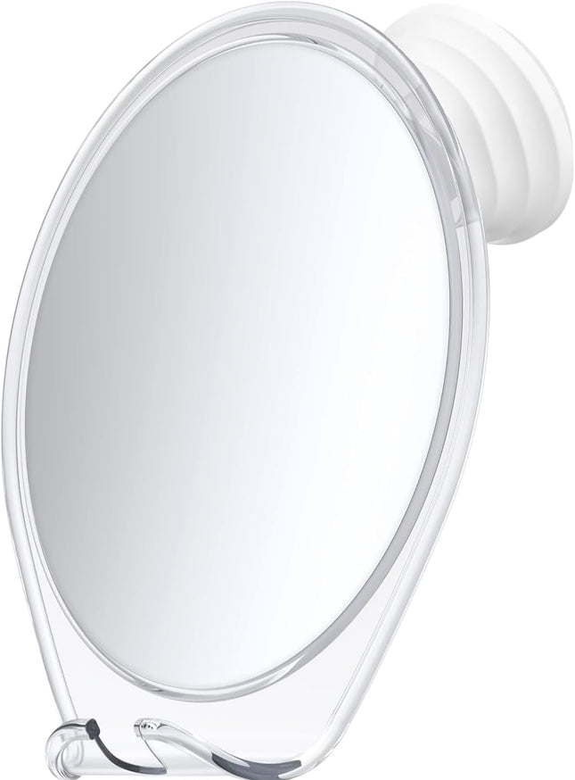 Fogless Shower Mirror with Suction Mount & Swivel – Anti-Fog Acrylic Bathroom Mirror for Shaving – Built-In Razor Holder, Easy Install, Home Shower Accessory (White)