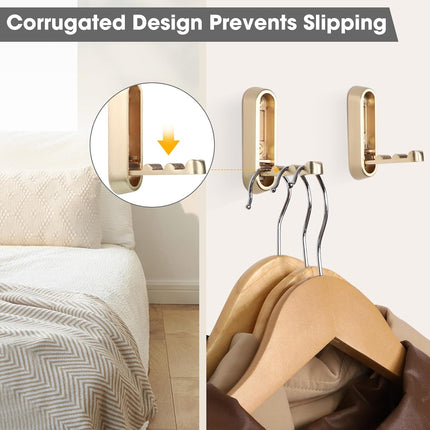 Folding Coat Hooks, 2 Pcs Foldable Gold Wall Hooks Heavy Duty Foldable Hook Bathroom Towel Hooks Robe Hooks Wall Mounted for Hanging Coat Towels Clothes Hat Bags Keys