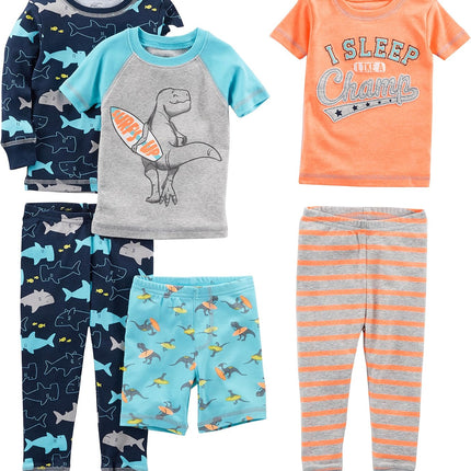 Girls 6-Piece Snug Fit Cotton Pajama Set