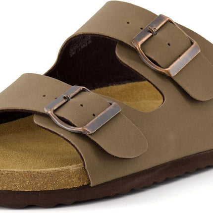 Lane Cork Footbed Mens Sandals, Adjustable Buckle Comfort Slides for Men, Genuine Leather Insole Summer Sandals Men Footwear