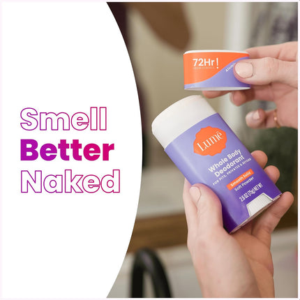 Whole Body Deodorant - Smooth Solid Stick - 72 Hour Odor Control - Aluminum Free, Baking Soda Free and Skin Safe - 2.6 Ounce (Pack of 2) (Soft Powder)
