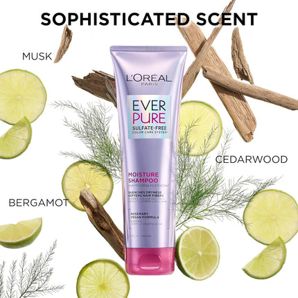 L'Oreal Paris Everpure Moisture Shampoo and Conditioner Set, Sulfate-Free Hair Care for Dry or Color-Treated Hair with Rosemary Botanicals, 17 Fl Oz Set