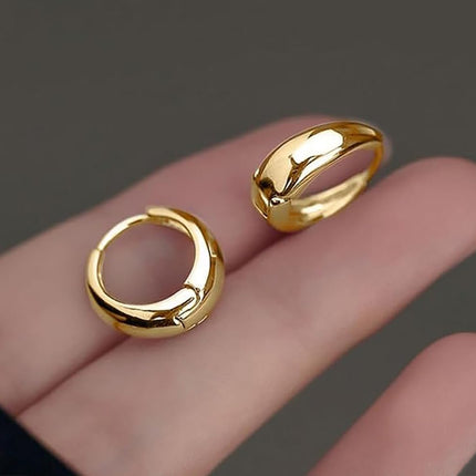Gold Hoop Earrings Set for Women - 3 Pairs of Trendy Chunky Huggie and Dainty Jewelry for Teens