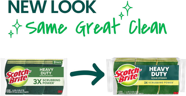 Scotch-Brite Heavy Duty Scrub Sponges, for Washing Dishes and Cleaning Kitchen, 9 Scrub Sponges