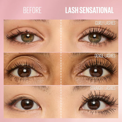 Maybelline Lash Sensational Washable Mascara – Lengthening & Volumizing Mascara for a Full Fan Effect, Blackest Black, 1 Count