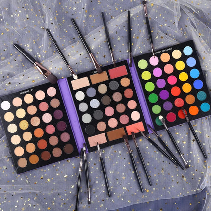 UCANBE 86-Color Eyeshadow Palette Makeup Set – 15-Piece Brush Kit with Highly Pigmented Matte, Shimmer & Glitter Eyeshadows, Highlighter, Contour & Blush Powders, Beauty Gift Set