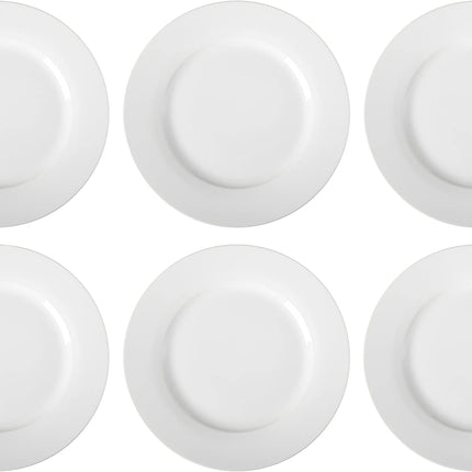 6-Piece White Dinner Plate Set, Microwave and Dishwasher Safe for Everyday Use, 10.5 Inches