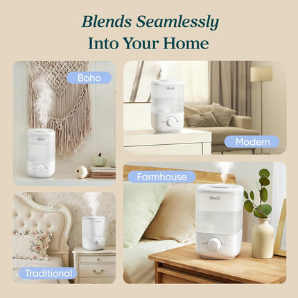 LEVOIT Top Fill Humidifiers for Bedroom, 2.5L Tank for Large Room, Easy to Fill & Clean, 28Db Quiet Cool Mist Air Humidifier for Home Baby Nursery & Plants, Auto Shut-Off for Safety, 25H
