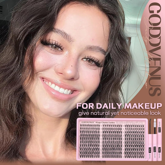 Lash Clusters Kit Wispy Eyelash Clusters Lashes Natural DIY Lash Extension Kit 10-16Mm Cluster Eyelash Extensions Kit 300Pcs C Curl Individual Lashes Cluster Eyelash (No Tweezers)