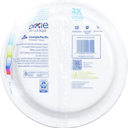 Dixie Large Paper Plates, 10 Inch, 2X Stronger*, Microwave-Safe, Soak-Proof, Cut Resistant, Disposable Plates for Everyday Breakfast, Lunch, & Dinner Meals, 54 Count (Pack of 2)