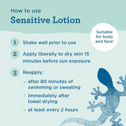 Sensitive Mineral SPF 50 Sunscreen Lotion, 100% Mineral Sunscreen, UVA/UVB Protection, Infused with Organic Aloe Vera, Soothes and Hydrates, 5 Fl Oz