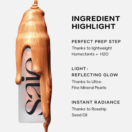 Glowy Super Gel - Hydrating Makeup Primer and Illuminating Glow Serum Enriched with Vitamin C and Squalane Oil - All-Over Liquid Highlighter Makeup for Instant Glass Skin - Starglow (1 Oz)