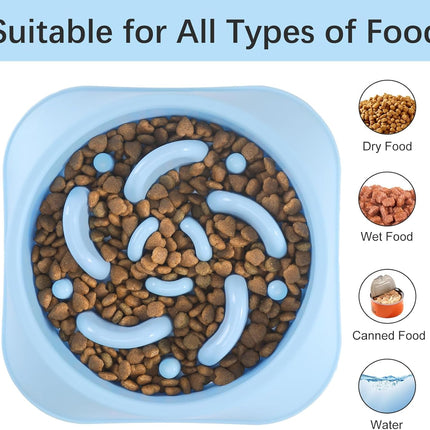 Slow Feeder Dog Bowls 2PCS, Anti-Choking Puzzle Dog Food Bowls, Anti-Slip Interactive Feeding Slow down Eating, Bloat Stop Maze Dishes for Medium Breeds