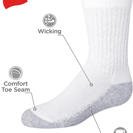 Boys' Socks Pack, Double Tough Moisture Wicking Ankle, Crew, No Show Socks, 12 & 14 Pair Packs