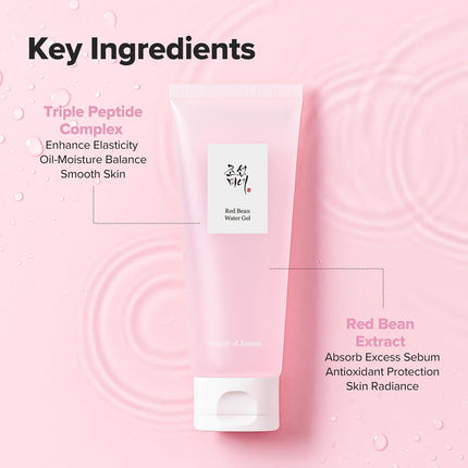Red Bean Water Gel Hydrating Peptide Hydro Boost Moisturizer for Acne Prone Dry Skin, Korean Skin Care for Men and Women, 100Ml, 3.38 Fl.Oz
