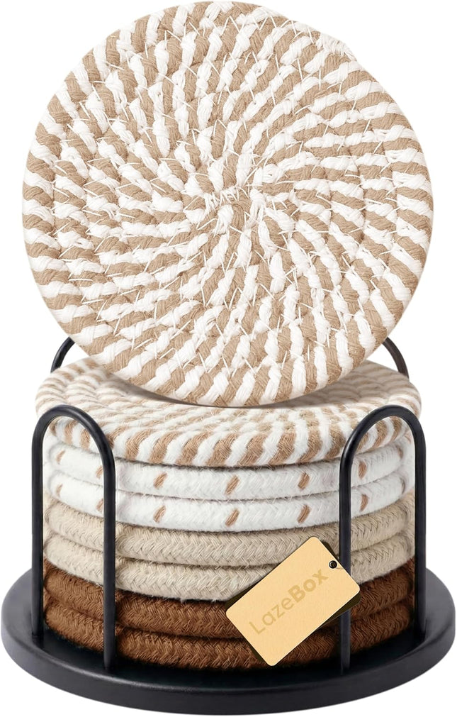 Coasters Set of 8 for Drinks, 4 Inch Large Coasters for Coffee Table, Tabletop Protection for Hot & Cold Drinks, Versatile Coasters for Home Decor, Non-Slip & Easy to Clean, Coffee