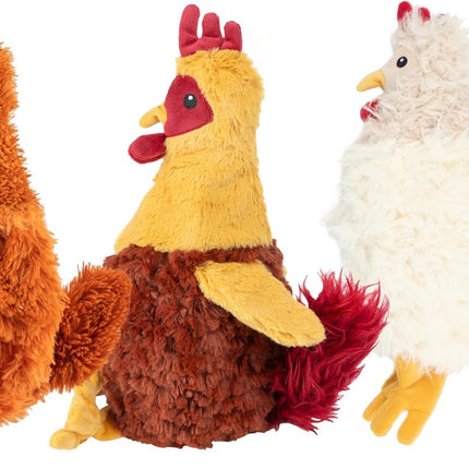 Interactive Squeaky Dog Chew Toy, Ideal Dog Toys for Chewers, Small, Medium & Large Dogs, and Fetch Lovers - Crinkle Chicken (Brown), Large