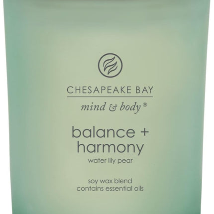 Chesapeake Bay Balance + Harmony Scented Candle Water Lily Pear Fragrance 50 Hours Burn Time Warm & Decorative Soy Wax Blend