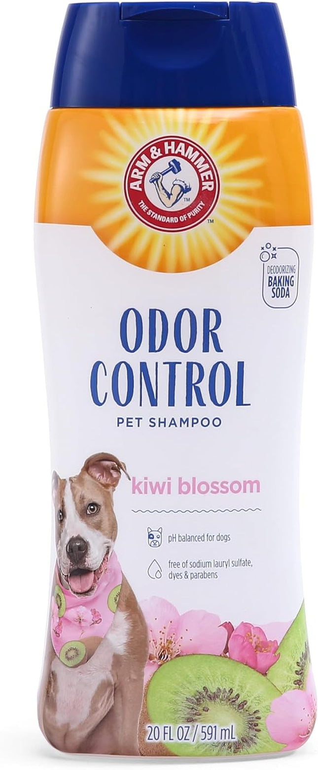 Deodorizing Dog Shampoo with Baking Soda for Odor Control, Tearless Moisturizing Formula for Sensitive Skin, Fresh Kiwi Blossom Scent, Safe for Dogs and Puppies, 20 Fl Oz