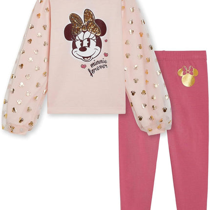 Minnie Mouse Peplum T-Shirt and Leggings Outfit Set Infant to Big Kid Sizes (18 Months - 14-16)