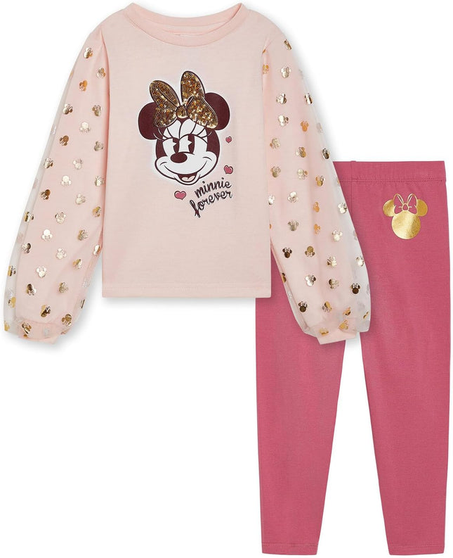 Minnie Mouse Peplum T-Shirt and Leggings Outfit Set Infant to Big Kid Sizes (18 Months - 14-16)