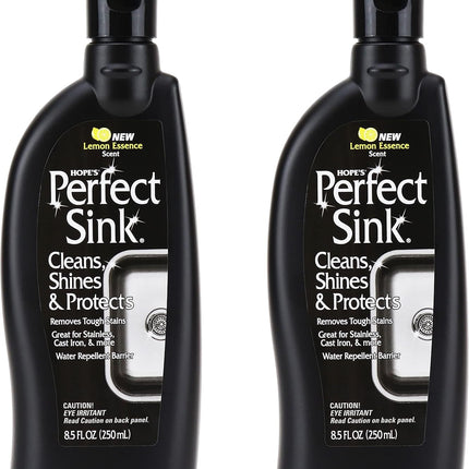 Perfect Sink Cleaner and Polish, Restorative, Water-Repellant, Removes Stains, Ideal for Brushed Stainless Steel, Cast Iron, Porcelain, Corian, Composite, Acrylic, 8.5 Oz 2 Pack