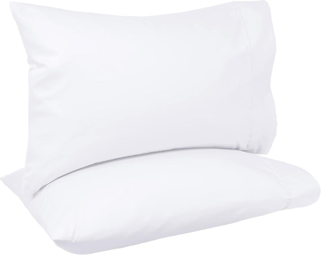 400 Thread Count Cotton Pillowcases, Standard, 30" L X 20" W, White - Set of 2, Pillows Not Included