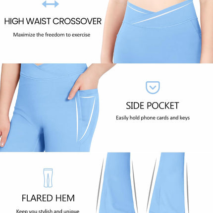 Girls Flare Leggings Kids Bell Bottom Flared Yoga Pants High Waisted Athletic Tight with Pockets