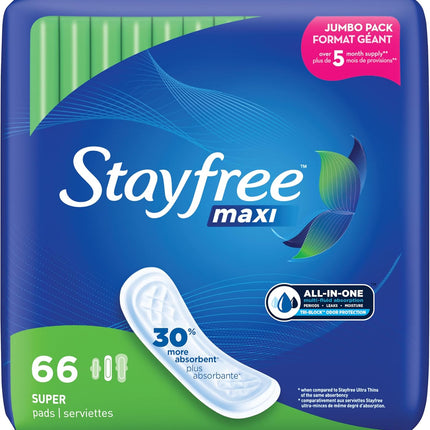 Maxi Super Long Pads for Women, Wingless, Reliable Protection and Absorbency of Feminine Periods, 66Ct