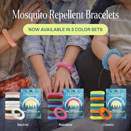 10 Pack Mosquito Repellent Bracelets for Adults & Kids - Natural Deet-Free Bands, Individually Wrapped