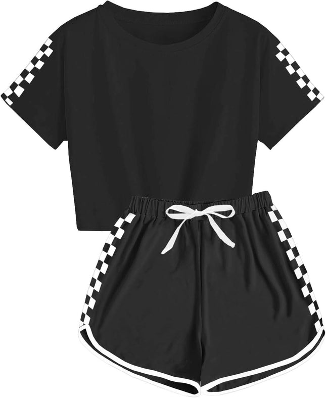 Unisex Girls Boys 2 Piece Outfits Crop Tops and Shorts Set Soft Cotton Clothing Sets Sports Tracksuit