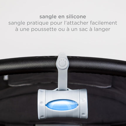 Ubbi Retractable Bag Dispenser for Diaper Bag, Portable Bag Holder for Travel, Newborn Baby Essentials, Diaper Bag Must Have, Includes 24 Lavender Scented Bags, Gray