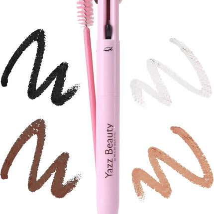 - 4 in 1 Makeup Touch up Pen with Nude Lip Liner, Black Eyeliner, Medium Brown Eyebrow Pencil, and Radiant White Matte Highlighter, Compact Beauty Pen, Smudge Proof, Vegan, Cruelty-Free