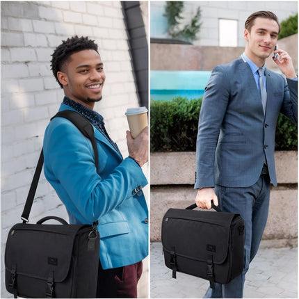 Messenger Bag for Men, Briefcases Lightweight Men'S Laptop Bag 15.6 Inch Water Resistant Crossbody School Satchel Bags Computer Work Office Bag with Shoulder Strap, Black