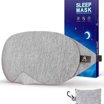 Cotton Sleep Eye Mask, Light Blocking with Adjustable Nose Bridge | Updated Design, Soft and Comfortable Night Eye Mask for Men Women, Eye Blinder for Shift Work, Includes Travel Pouch, Grey
