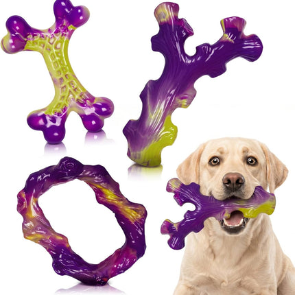 Tough Dog Toys for Aggressive Chewers 3 Pack, Indestructible Dog Toys for Large Dogs, Dog Chew Toys, Aggressive Chew Toys to Keep Them Busy, Dog Toy for 30-75Lbs Medium/Large Breeds