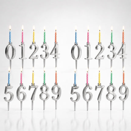 20 PCS Number Candle Holders – Reusable Metal Stands for Cakes