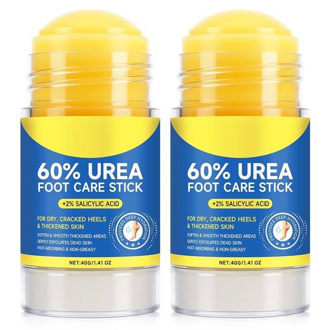 2 PCS Urea Stick 60% High Potency, Foot Care Urea Stick for Deeply Moisturizing & Fast Absorbing, Exfoliation for Dry Cracked Heels & Thickened Skin