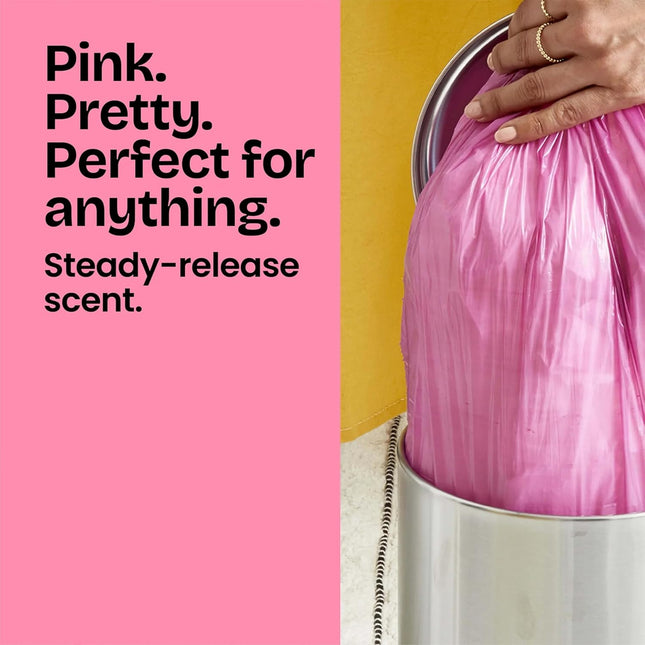 Small Trash Bags 4 Gallon, Febreze Cherry Blossom Garbage Bags, Odor Resistant with Drawstring, 34 Count