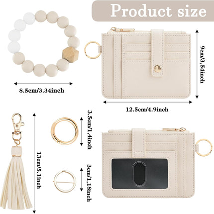 Wallet Keychain Wristlet for Women,Slim RFID Credit Card Holder Purse Tassel Keychain Bangle Key Ring for Men Women