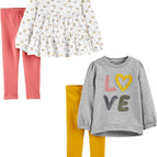 4T / Grey Love/Pink/White Floral/Yellow Dots