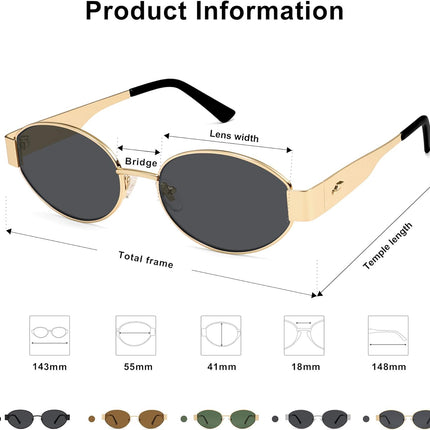 Retro Oval Sunglasses for Women Trendy Classic Shades UV400 Protection SJ1256