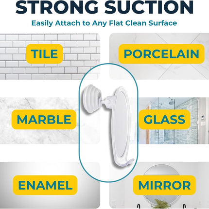 Fogless Shower Mirror with Suction Mount & Swivel – Anti-Fog Acrylic Bathroom Mirror for Shaving – Built-In Razor Holder, Easy Install, Home Shower Accessory (White)
