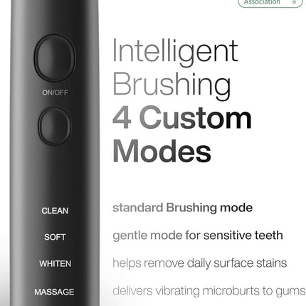 Black Series Ultra Whitening Toothbrush – ADA Accepted Electric Toothbrush- 8 Brush Heads & Travel Case – 40,000 VPM Electric Motor & Wireless Charging - 4 Modes W Smart Timer