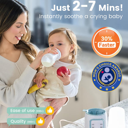 Bottle Warmer, 8-In-1 Fast Baby Milk Warmer with Timer for Breastmilk or Formula, Accurate Temperature Control, Multifunctional Baby Bottle Warmers for All Bottles- Blue