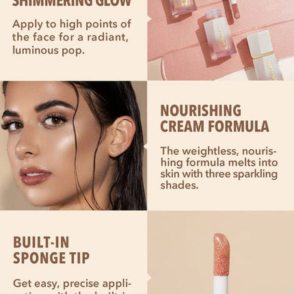 Glow Bloom Liquid Waterproof Highlighter Long Lasting Cream Highlighter with Shimmer Dewy Finish - Vanilla Frost